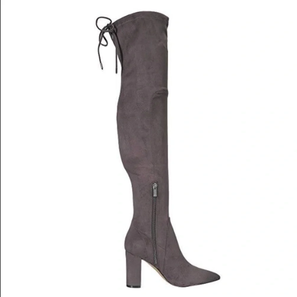 Marc Fisher ULONA OVER THE KNEE FASHION BOOTS pointed toe grey Size 8,5 NWOT